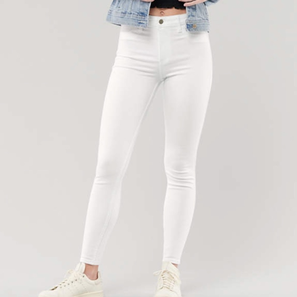 White jean leggings